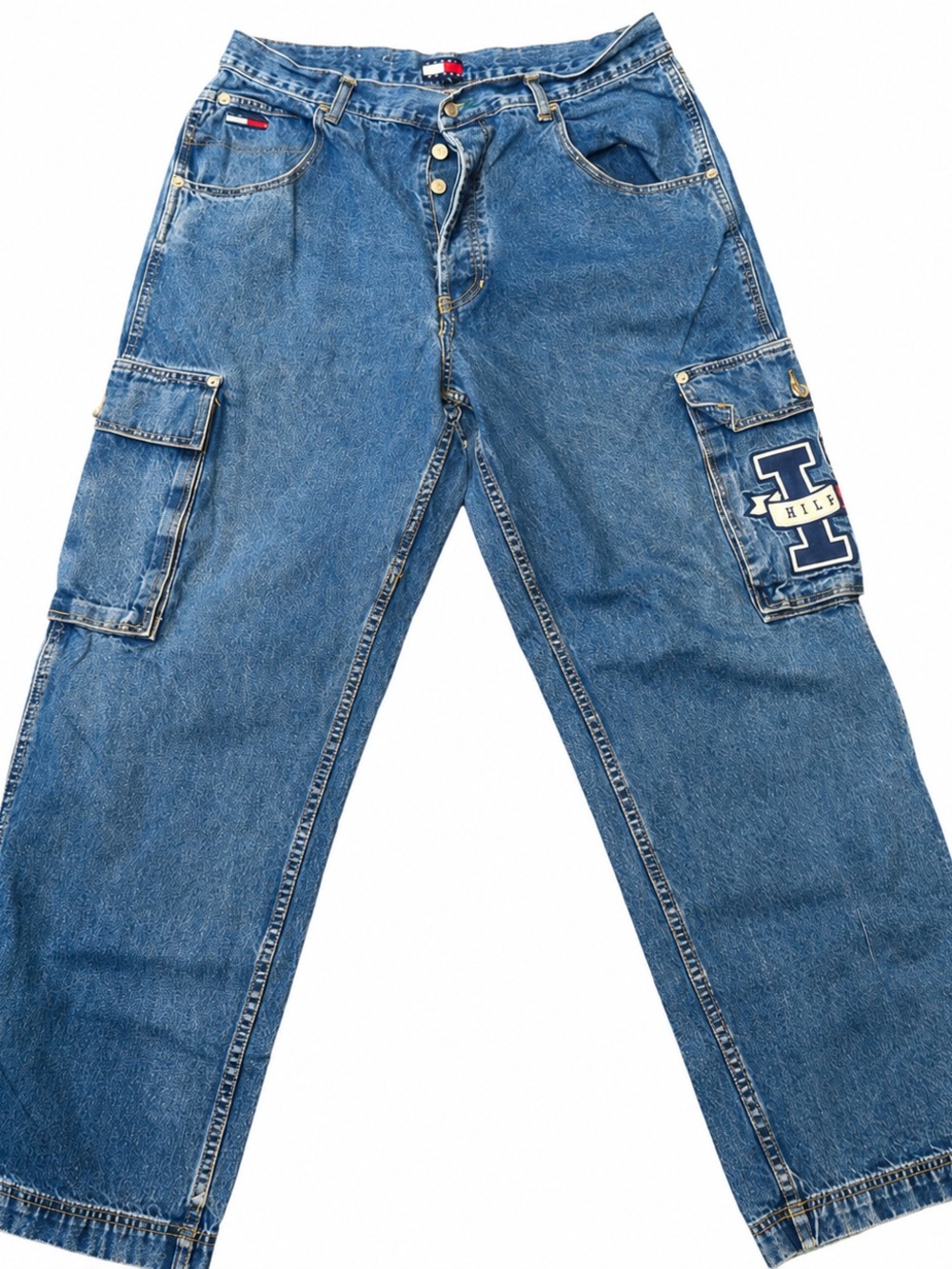 Vintage Tommy Hilfiger Blue Cargo Denim Jeans - Men's 36x32